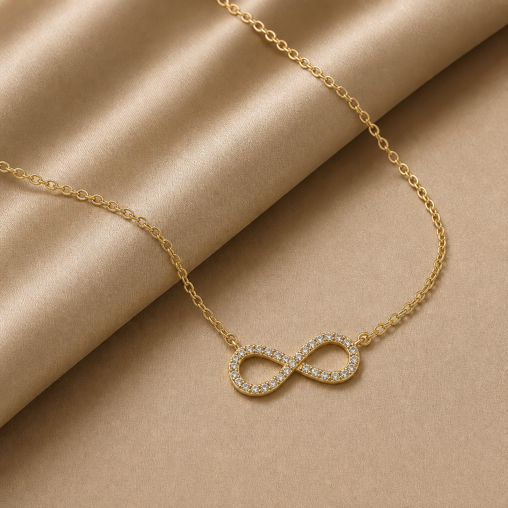 Pavé Infinity Necklace (Gold)