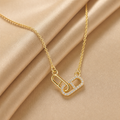 Interlocking Square Pendant Necklace (Gold)