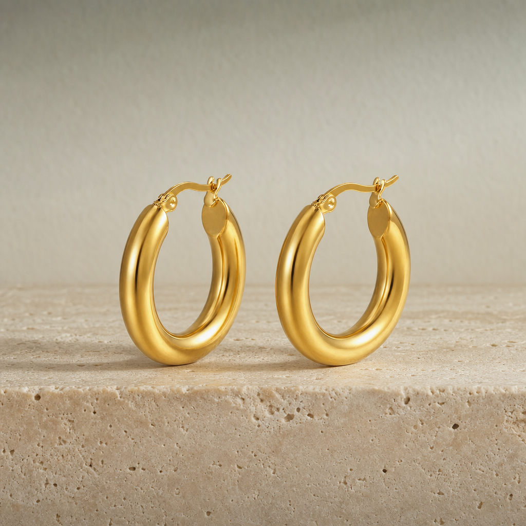 Chunky Tube Hoops (Gold)