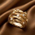 Wide Textured Pavé Cocktail Ring (Gold)