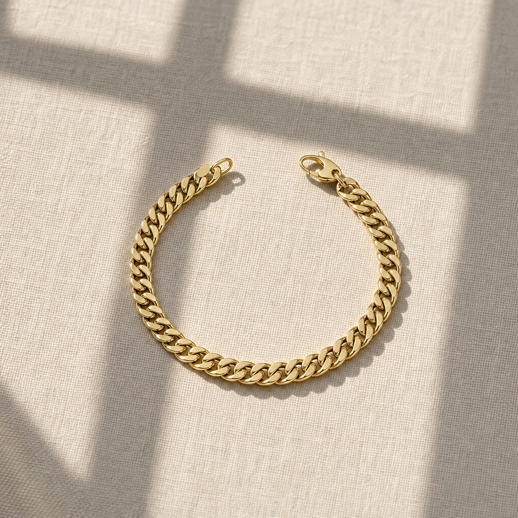 Flat Cuban Link Bracelet (Gold)