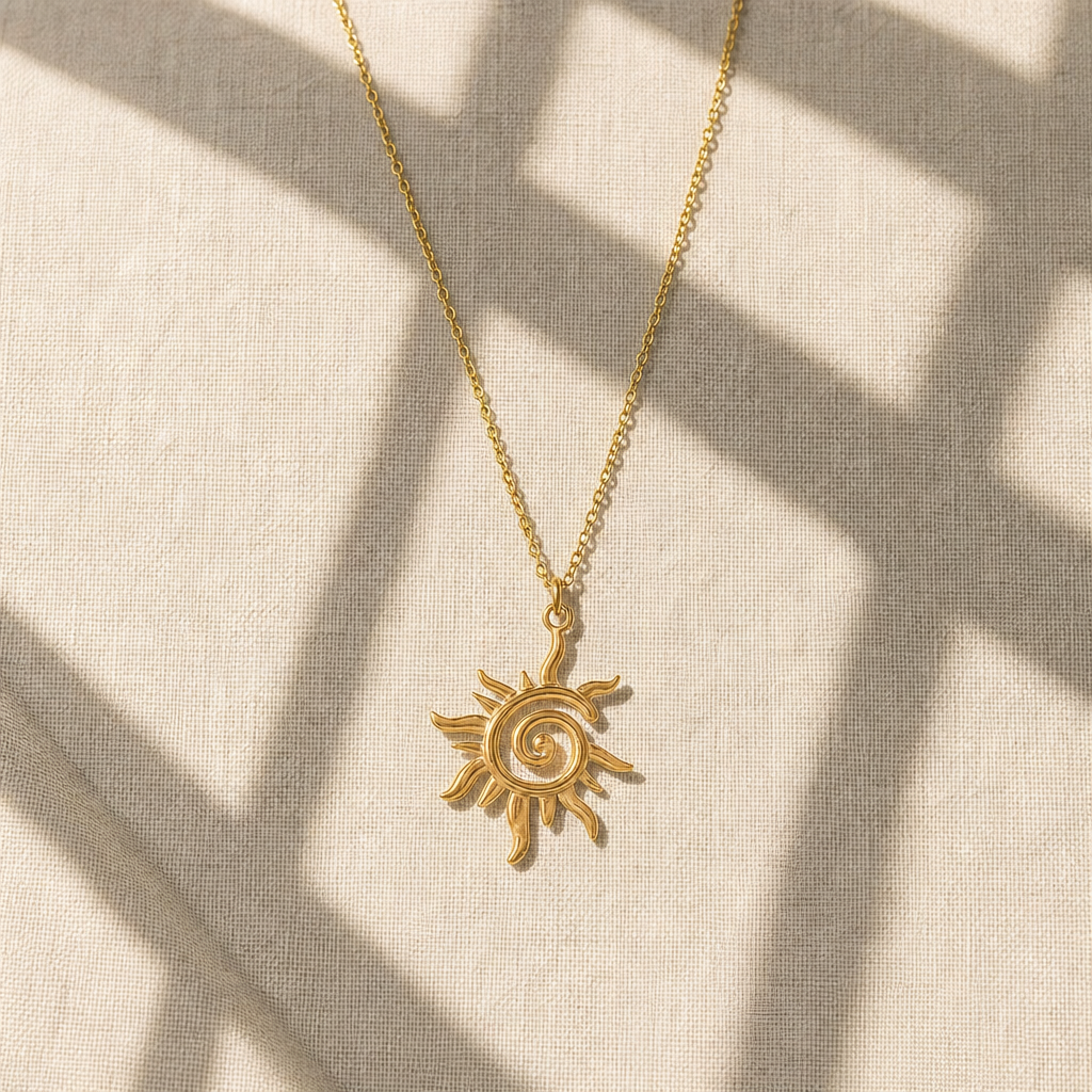 Sunburst Pendant Necklace (Gold)