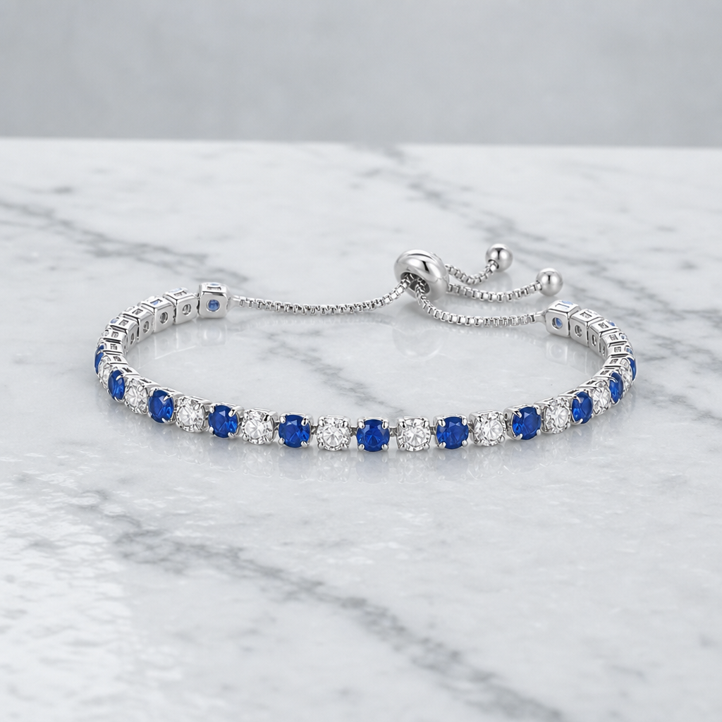 Sapphire Slider Tennis Bracelet (Silver)