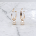 Pearl Drop Double Hoops (Gold)
