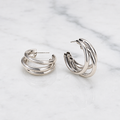 Cascade Triple Hoop Earrings (Silver)
