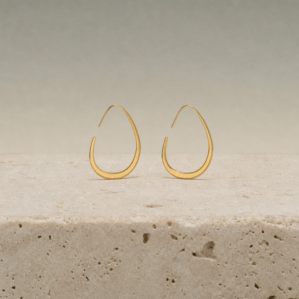 Teardrop Threader Hoops (Gold)