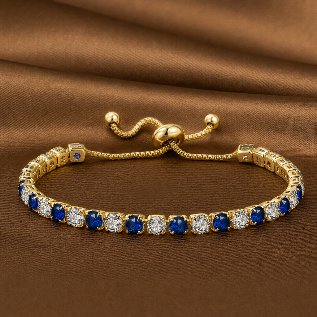 Sapphire Slider Tennis Bracelet (Gold)