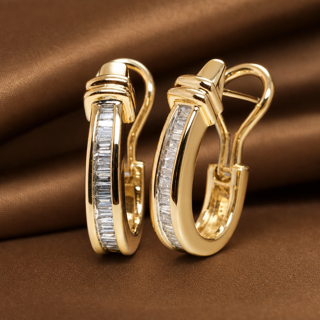 Baguette Channel Huggies (Gold)