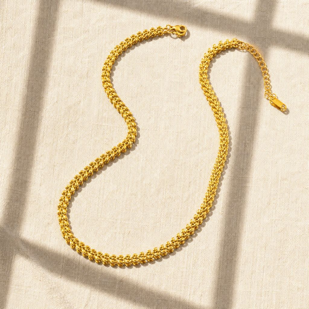 Wheat Chain Necklace (Gold)