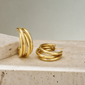 Triple Row Hoop Earrings (Gold)