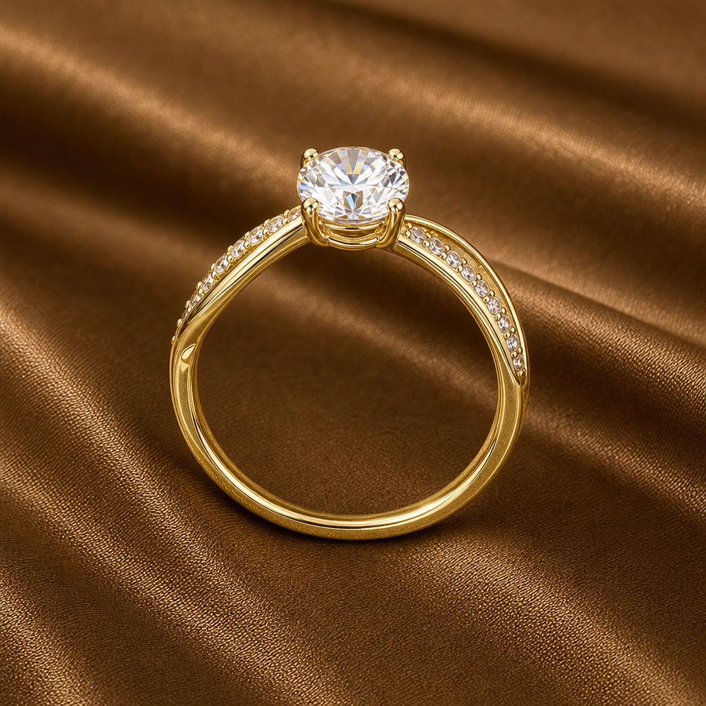 Twisted Shank Solitaire Ring (Gold)