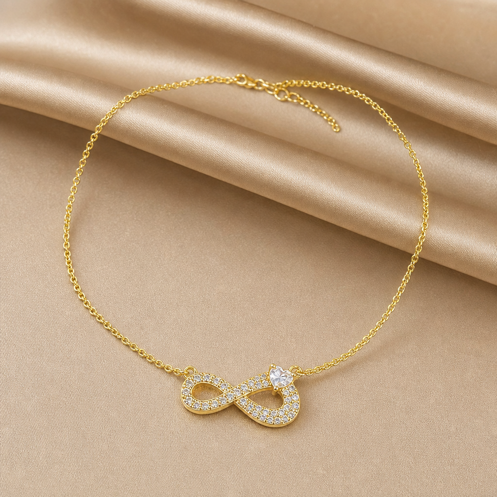 Infinity Heart Pavé Necklace (Gold)