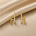 Double Bar Pavé Earrings (Gold)