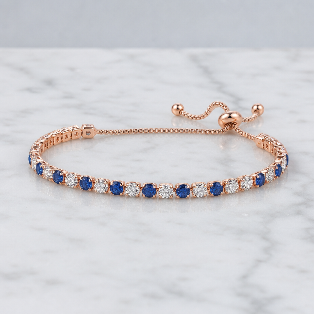 Sapphire Slider Tennis Bracelet (Rose Gold)