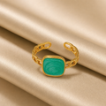 Malachite Chain-Link Open Ring (Gold)