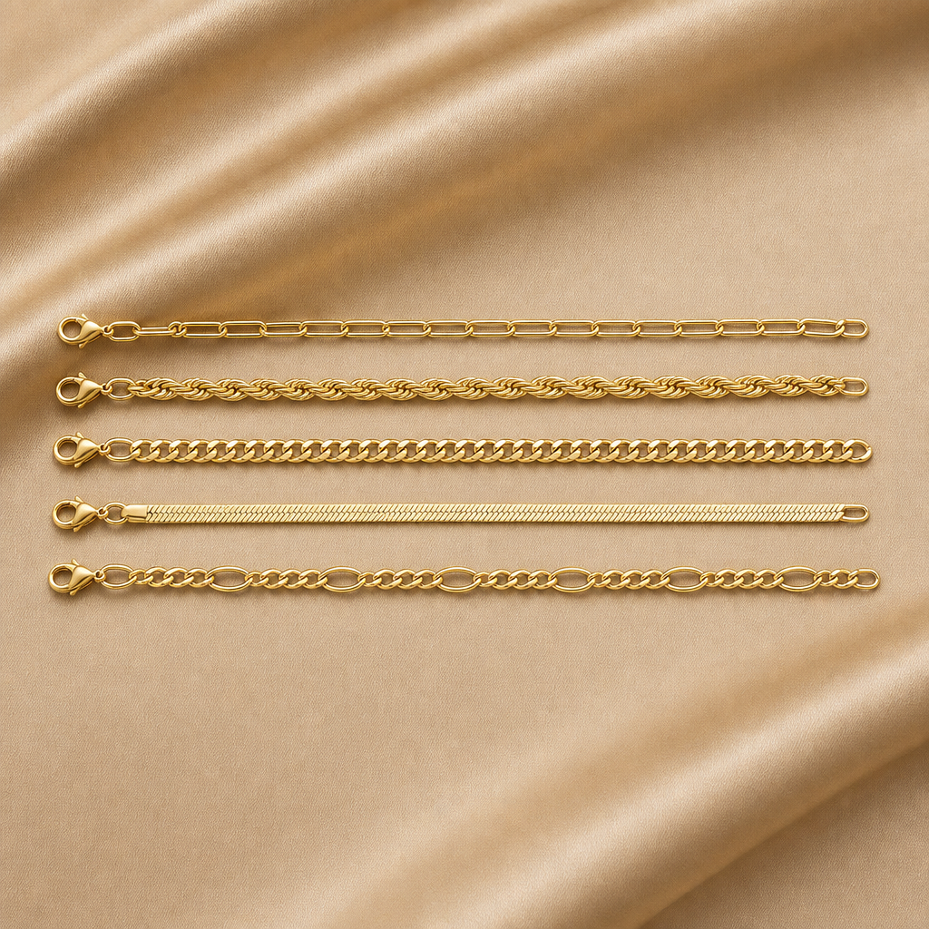 Five Chain Bracelet Stack (Gold)