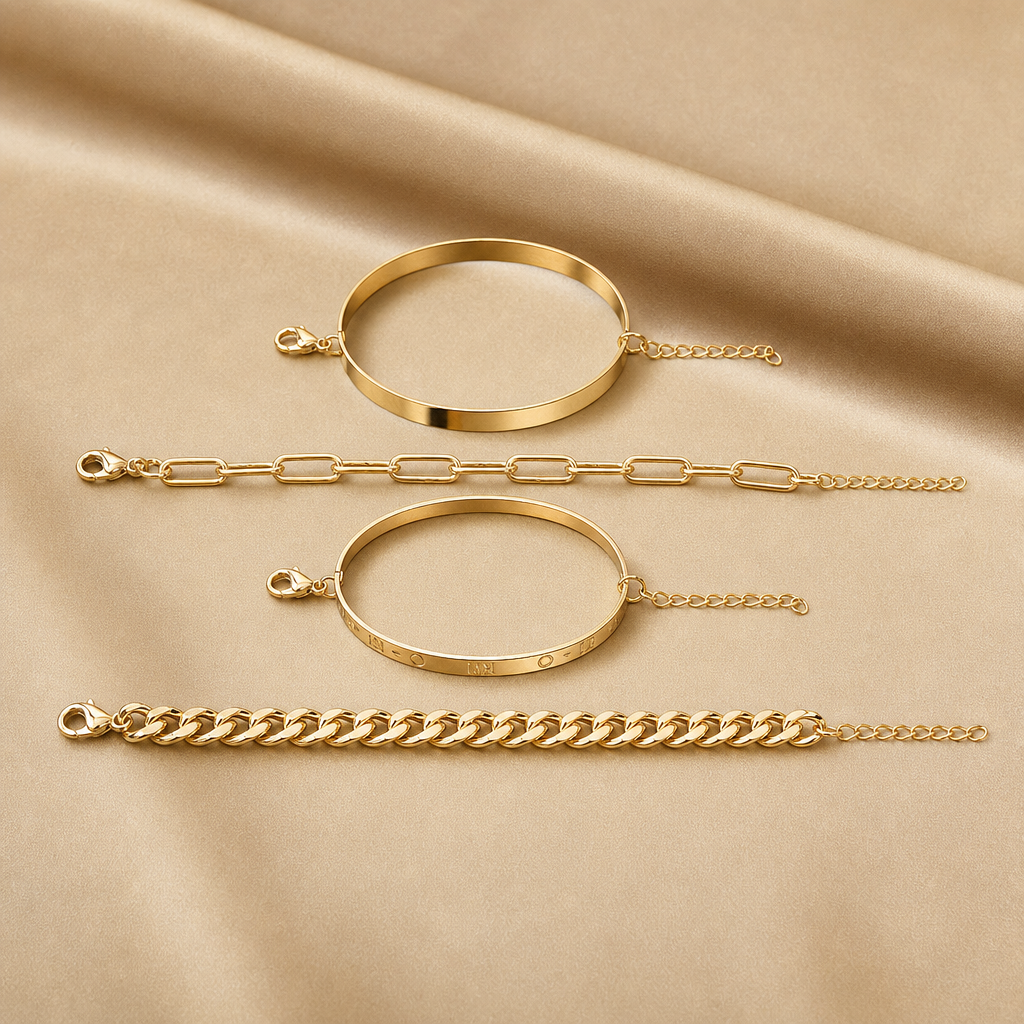 Four Piece Bangle Stack (Gold)