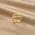 Twisted Double Band Pavé Ring (Gold)